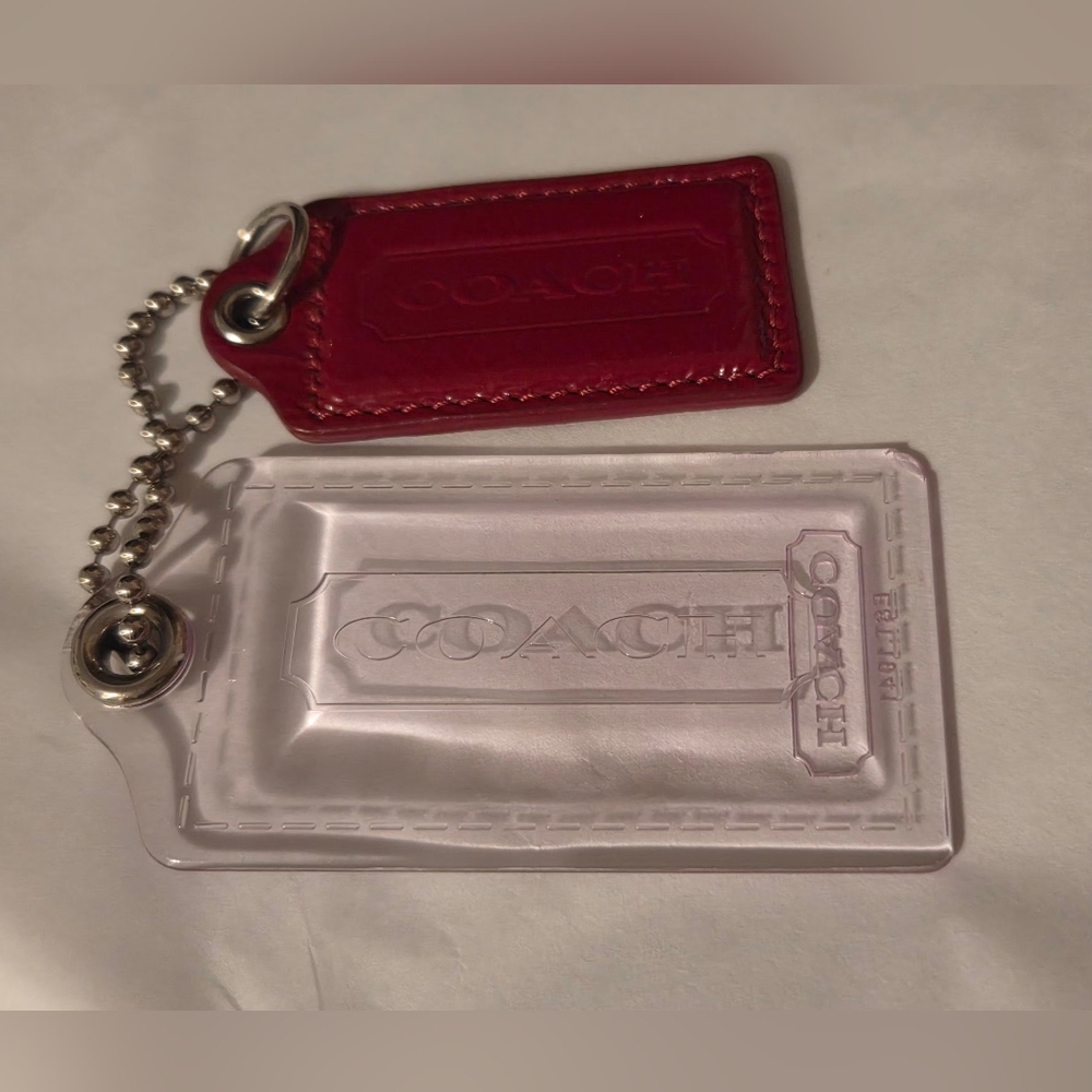 Coach Leather & Clear Acrylic Key Tag Set